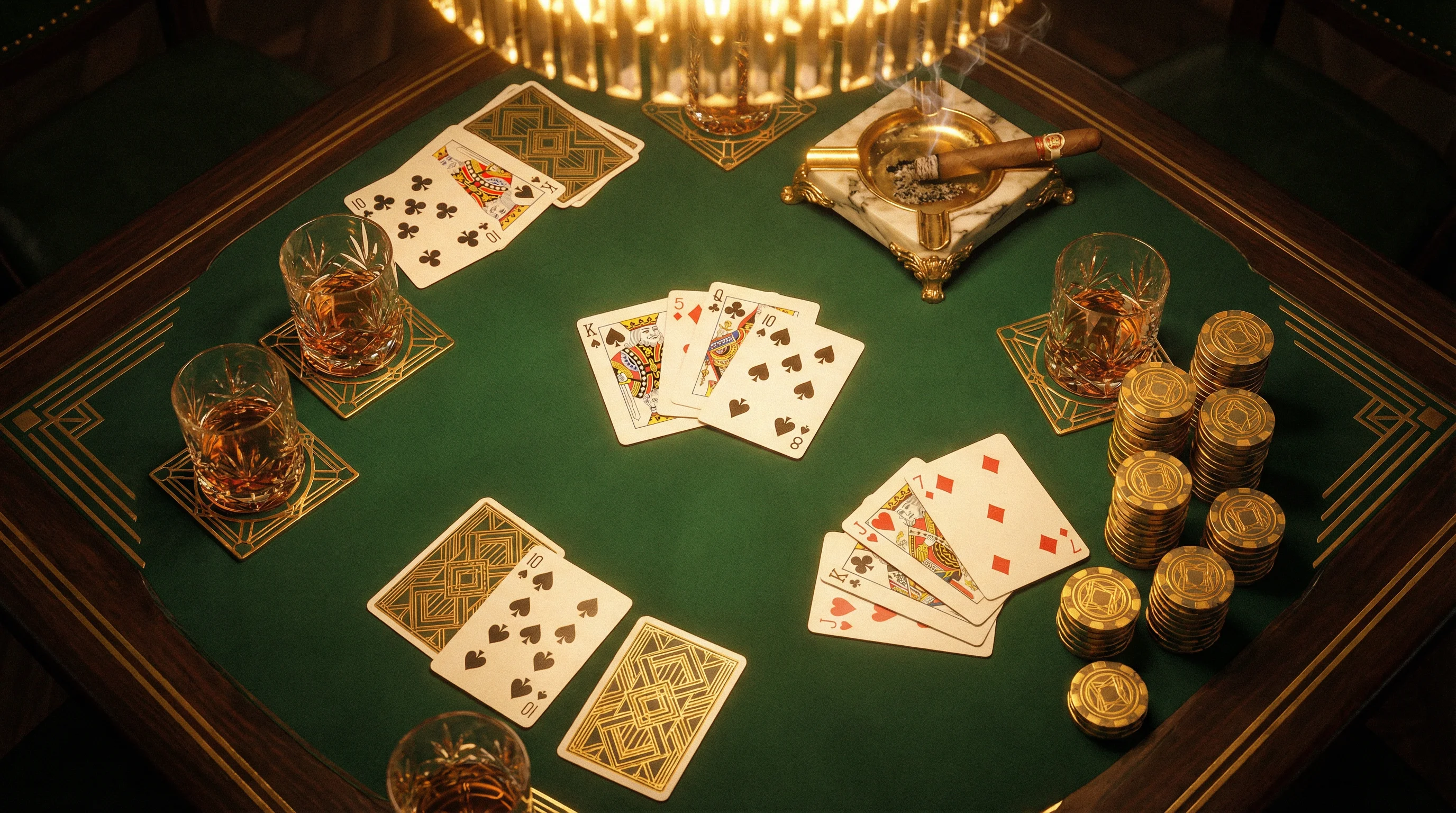 1920年代Art Deco风格炸金花牌桌 - 体验 九游棋牌 的经典魅力